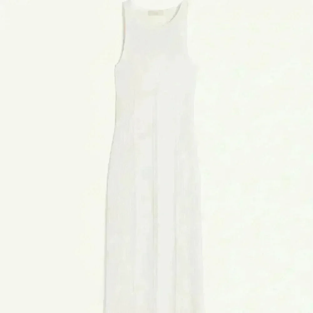 H&M collection open back rib knitted dress in cream color - Picture 7 of 8